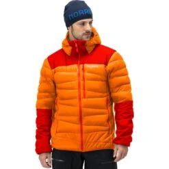 Norrona Plumífero Chaqueta Hombre - Falketind Down750 Hood - Orange Popsicle/Arednalin