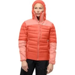 Norrona Plumífero Chaqueta Mujer - Falketind Down750 Hood - Orange Alert/Peach Amber