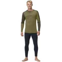 Norrona Camiseta De Manga Larga Hombre - Falketind Equaliser Merino Round Neck - Olive Drab/Olive Night -Norrona norrona falketind equaliser merino round neck men olive drab olive night model 1 1399447