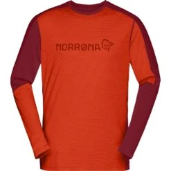 Norrona Camiseta De Manga Larga Hombre - Falketind Equaliser Merino Round Neck - Arednalin/Rhubarb