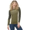 Norrona Camiseta De Manga Larga Mujer - Falketind Equaliser Merino Round Neck - Olive Drab/Olive Night
