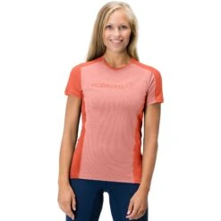 Norrona Camiseta Mujer - Falketind Equaliser Merino - Peach Amber/Orange Alert