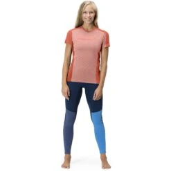 Norrona Camiseta Mujer - Falketind Equaliser Merino - Peach Amber/Orange Alert -Norrona norrona falketind equaliser merino t shirt women peach amber orange alert 3 1253642