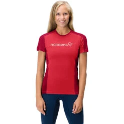 Norrona Camiseta Mujer - Falketind Equaliser Merino - True Red/Jester Red
