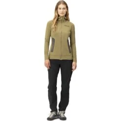 Norrona Chaqueta Mujer - Falketind Power Grid Hood - Olive Drab -Norrona norrona falketind power grid hood women olive drab model 1 1399535