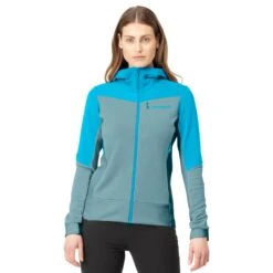 Norrona Chaqueta Mujer - Falketind Warmwool2 Stretch Zip Hood - Aquarius/Tourmaline