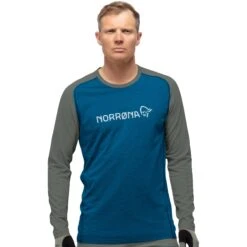 Norrona Camiseta De Manga Larga Hombre - Fjørå Equaliser Lightweight - Mykonos Blue/Castor Grey