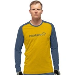 Norrona Camiseta De Manga Larga Hombre - Fjørå Equaliser Lightweight - Sulphur/Vintage Indigo
