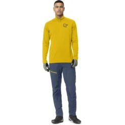 Norrona Camiseta De Manga Larga Hombre - Fjørå Equaliser Zip Top - Sulphur/Vintage Indigo -Norrona norrona fjora equaliser long sleeve zip top men sulphur vintage indigo 2 1463007