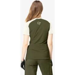Norrona Camiseta Mujer - Fjørå Wool - Olive Night/Snowdrop -Norrona norrona fjora wool t shirt women olive night snowdrop 5 1127024