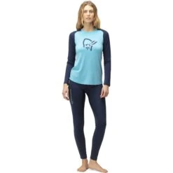 Norrona Camiseta Interior Manga Larga Mujer - PureUll - Aquarius/Indigo Night -Norrona norrona pureull long sleeve baselayer women aquarius indigo night 3 1257612