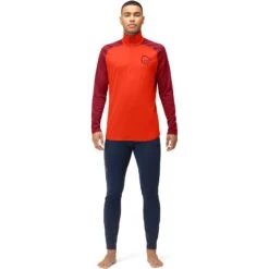 Norrona Camiseta Interior Manga Larga Hombre - PureUll Zip Neck - Arednalin/Rhubarb -Norrona norrona pureull zip neck baselayer men arednalin rhubarb 4 1518596