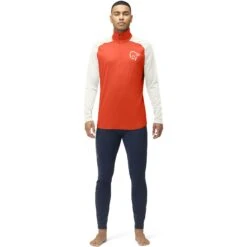 Norrona Camiseta Interior Manga Larga Hombre - PureUll Zip Neck - Arednalin/Snowdrop -Norrona norrona pureull zip neck baselayer men arednalin snowdrop 3 1257909