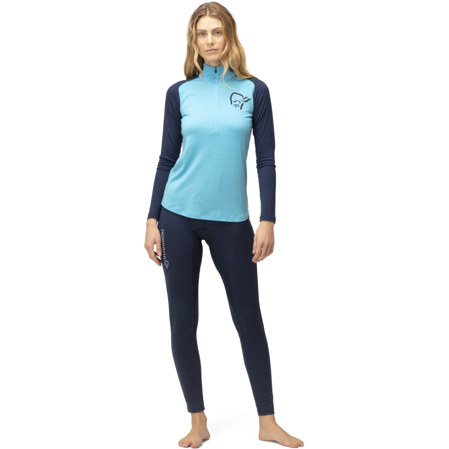 Norrona Camiseta Interior Manga Larga Mujer - PureUll Zip Neck - Aquarius/Indigo Night 4 Norrona Camiseta Interior Manga Larga Mujer - PureUll Zip Neck - Aquarius/Indigo Night - Imagen 4