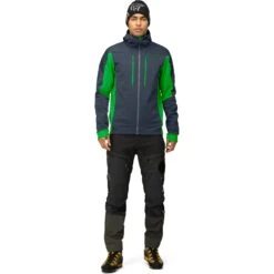 Norrona Chaqueta Hombre - Trollveggen Powerstretch Pro Zip Hood - Cool Black/Classic Green -Norrona norrona trollveggen powerstretch pro zip hood jacket men cool black classic green 4 1518983